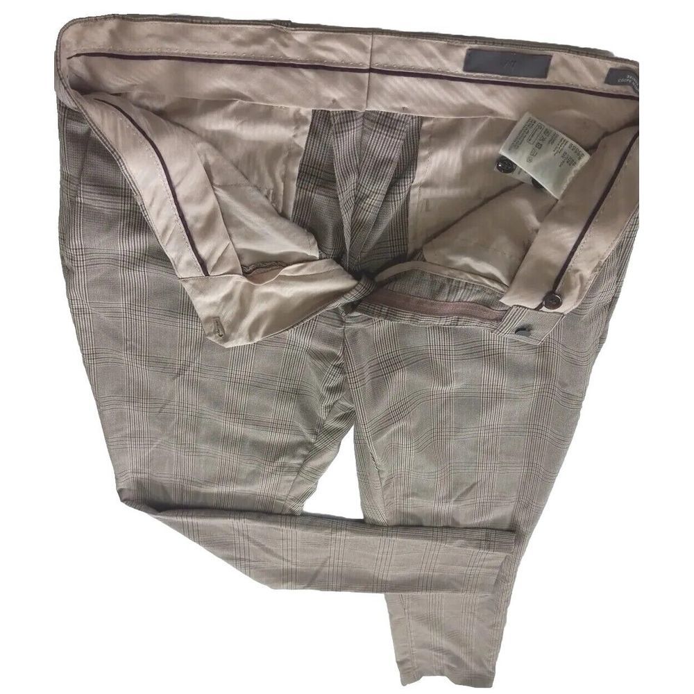 H&M Women Plaid Slack Pants Viscose Polyester Spandex 32R Inseam 28in Skinny Fit